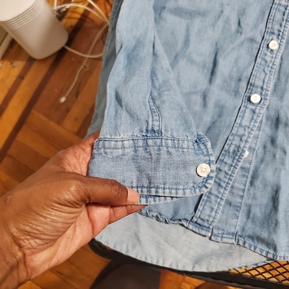 Marine Layer Womens Blue Chambray Denim Button Down Shirt Size X-Small - Picture 5 of 6